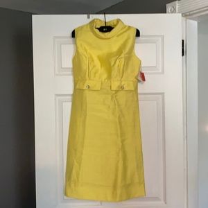 Gorgeous Vintage Silk Yellow Dress with Pockets, NWT
